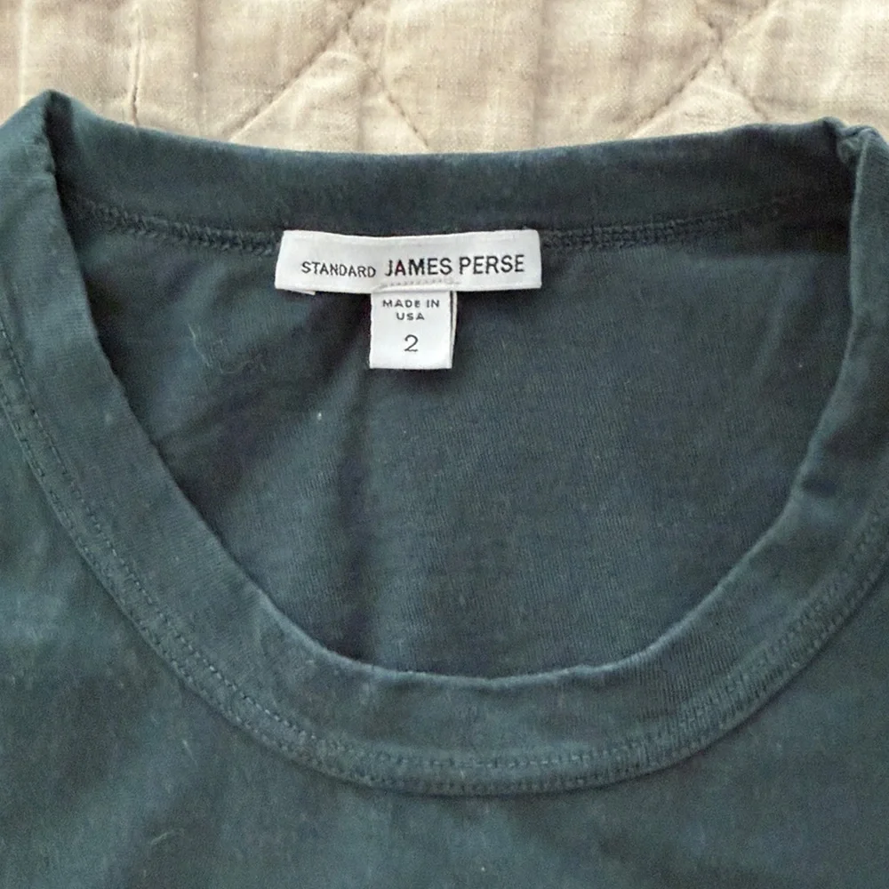Men’s James Perse Forest Green Short Sleeve Crew (Size 2) - Picture 2 of 5